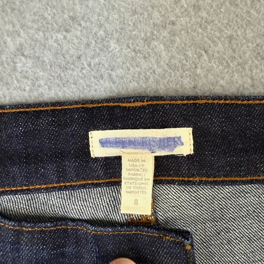 Eileen Fisher Size 8‎ Dark Wash Crop Jeans Denim Rolled Hem Straight High Rise